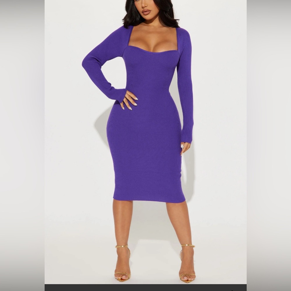Jessie Sweater Midi Dress - Purple